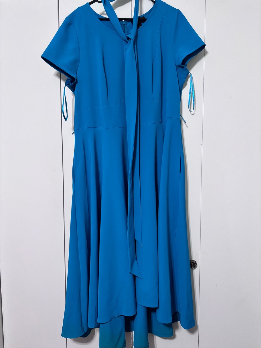 Lane Bryant Teal Blue Midi Dress with Neck Tie